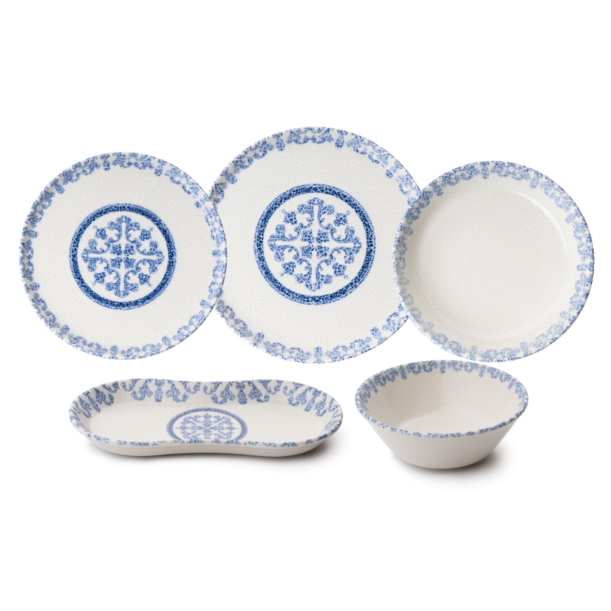 27-piece Porcelain Dinner Set, White/Blue