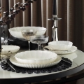 27-Piece Porcelain Dinner Set – White with Silver Trim