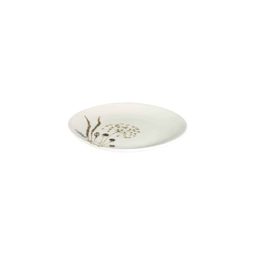 27-piece porcelain dinnerware set, white and brown