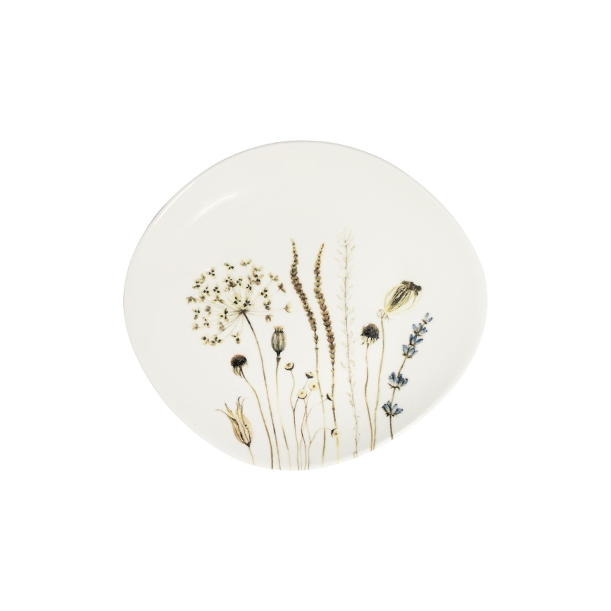 27-piece porcelain dinnerware set, white and brown