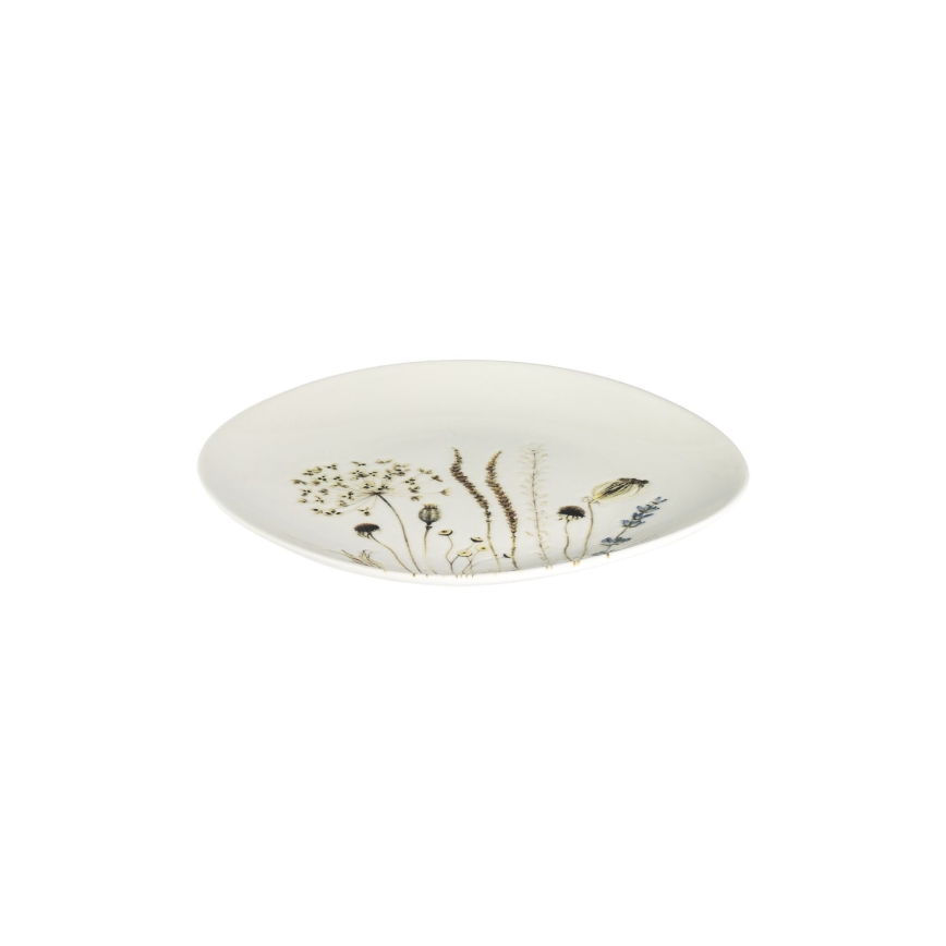 27-piece porcelain dinnerware set, white and brown