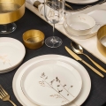 27-piece porcelain dinnerware set, white/gold