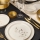 27-piece porcelain dinnerware set, white/gold