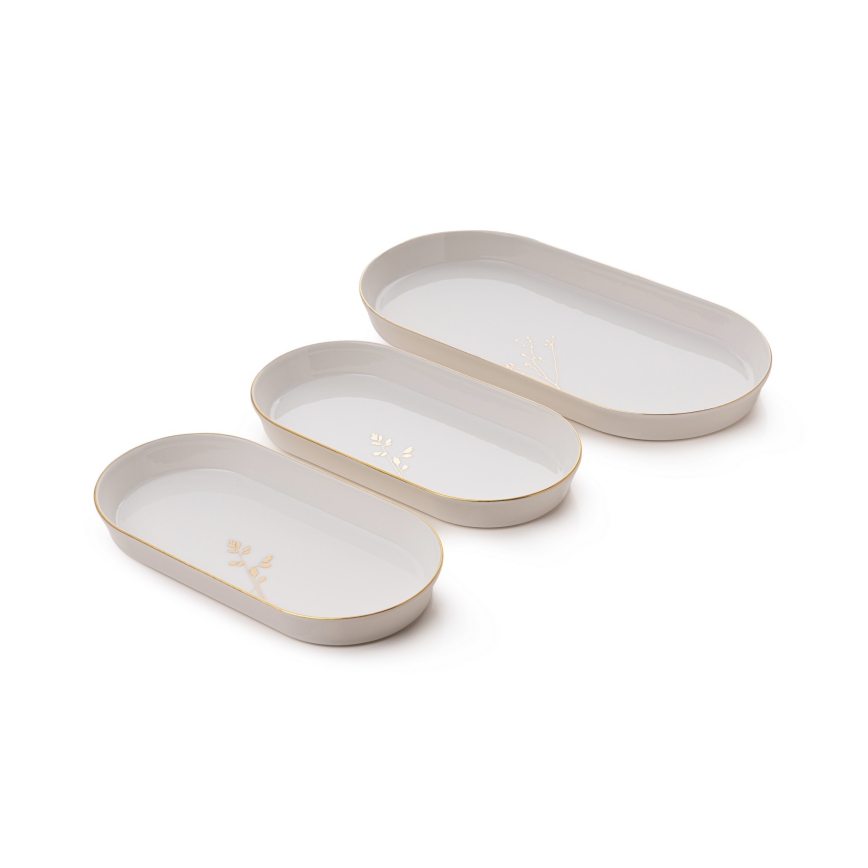 27-piece porcelain dinnerware set, white/gold