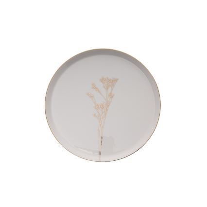 27-piece porcelain dinnerware set, white/gold