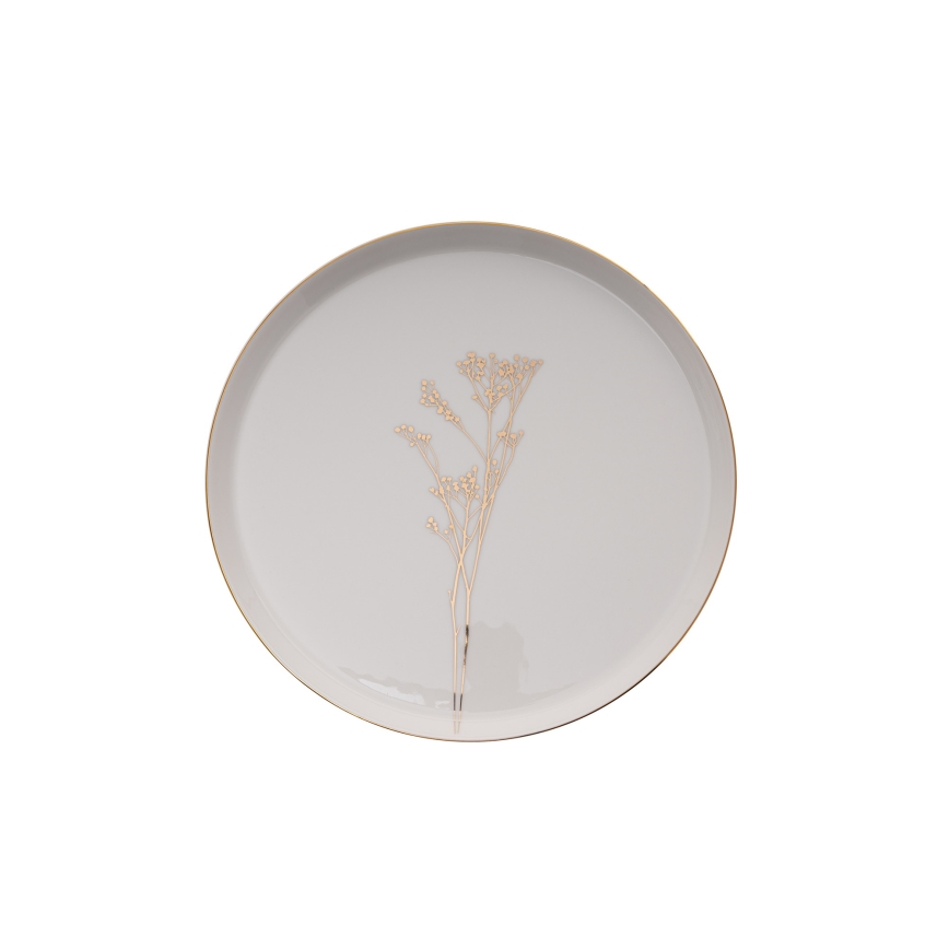 27-piece porcelain dinnerware set, white/gold
