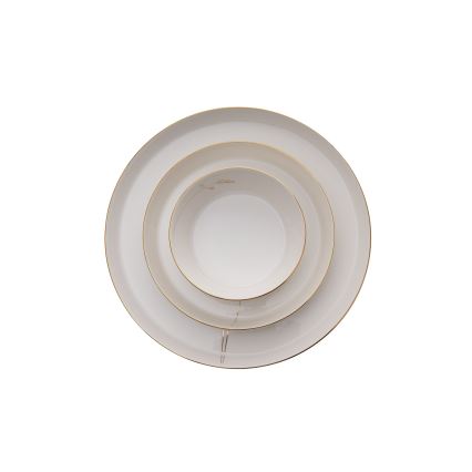 27-piece porcelain dinnerware set, white/gold