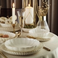 27-piece porcelain dinnerware set, white with gold accents