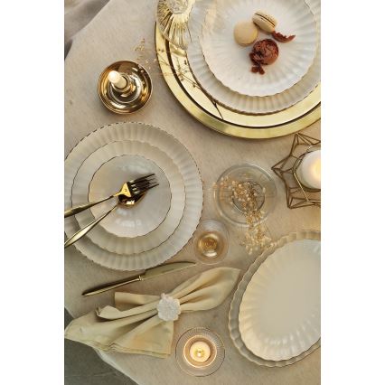 27-piece porcelain dinnerware set, white with gold accents
