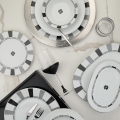 27-piece white and grey porcelain dining set