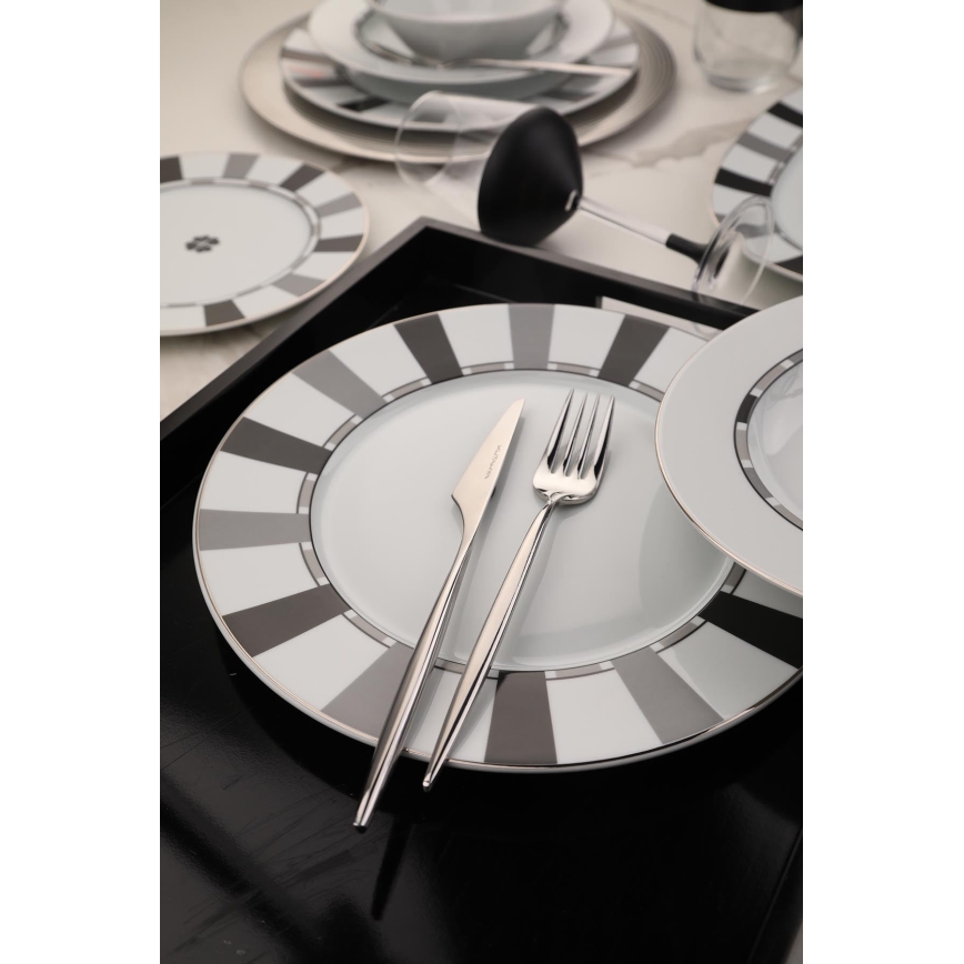 27-piece white and grey porcelain dining set