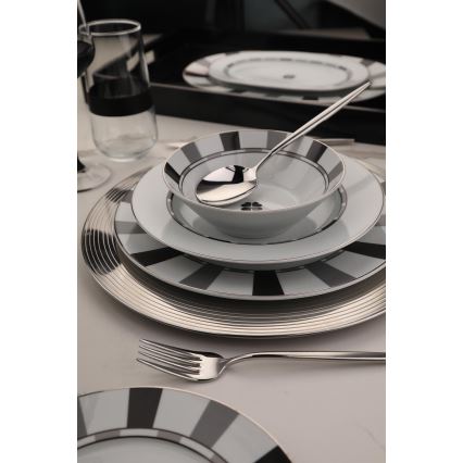 27-piece white and grey porcelain dining set