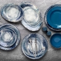 29-piece blue porcelain dinnerware set