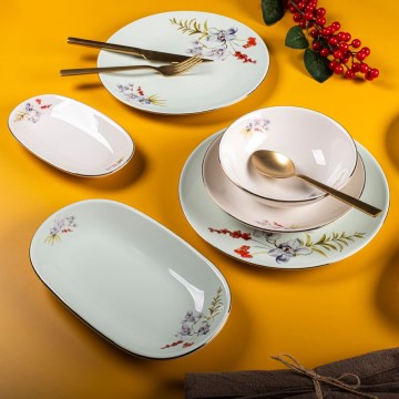29-piece multicolored porcelain dinner set