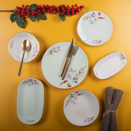 29-piece multicolored porcelain dinner set