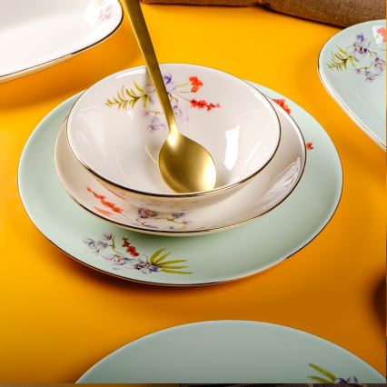 29-piece multicolored porcelain dinner set