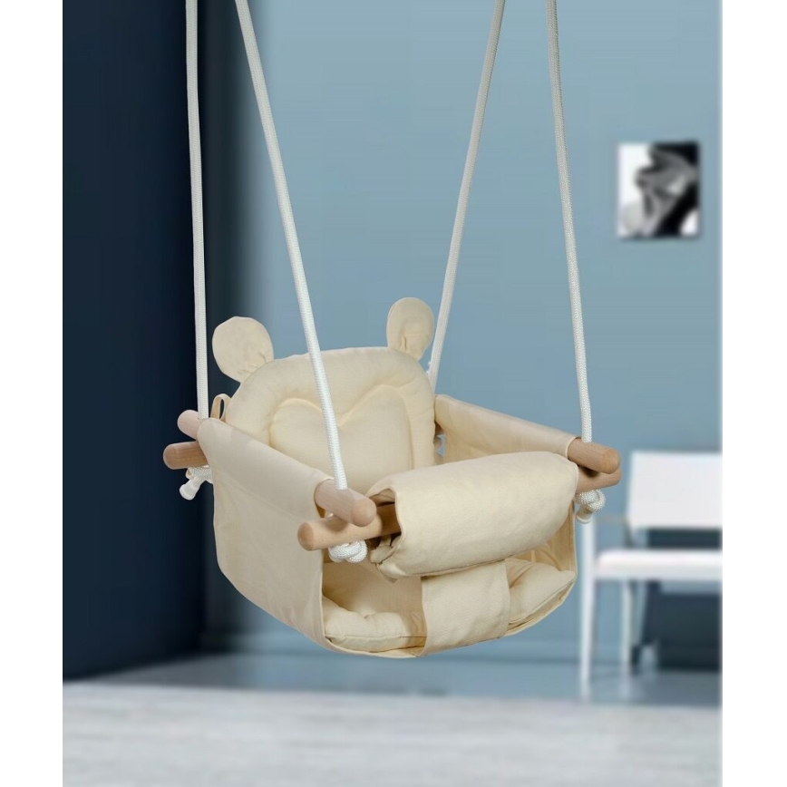 2Kids Toys - Children's textile swing creamy/beech