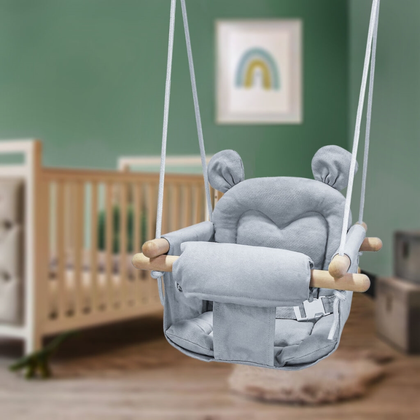 2Kids Toys - Children's textile swing grey/beech