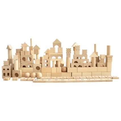 2Kids Toys - Natural Wooden Building Blocks, 220 pcs