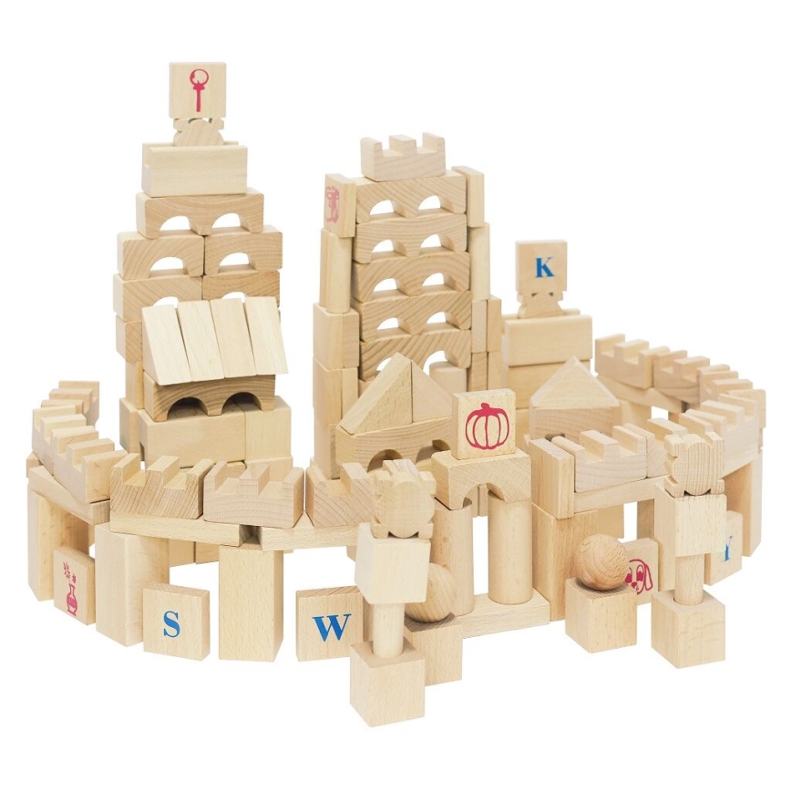 2Kids Toys - Natural Wooden Building Blocks, 220 pcs