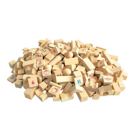2Kids Toys - Natural Wooden Building Blocks, 220 pcs