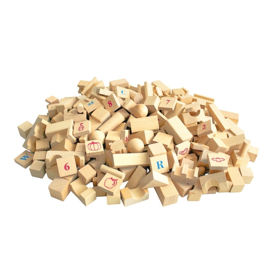 2Kids Toys - Natural Wooden Building Blocks, 220 pcs