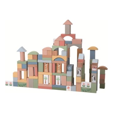2Kids Toys - Wooden blocks Safari with animals 120 pcs
