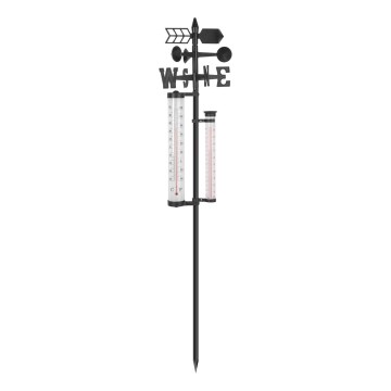 3-in-1 Garden Weather Station, 145 cm, Black