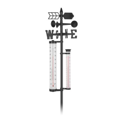 3-in-1 Garden Weather Station, 145 cm, Black