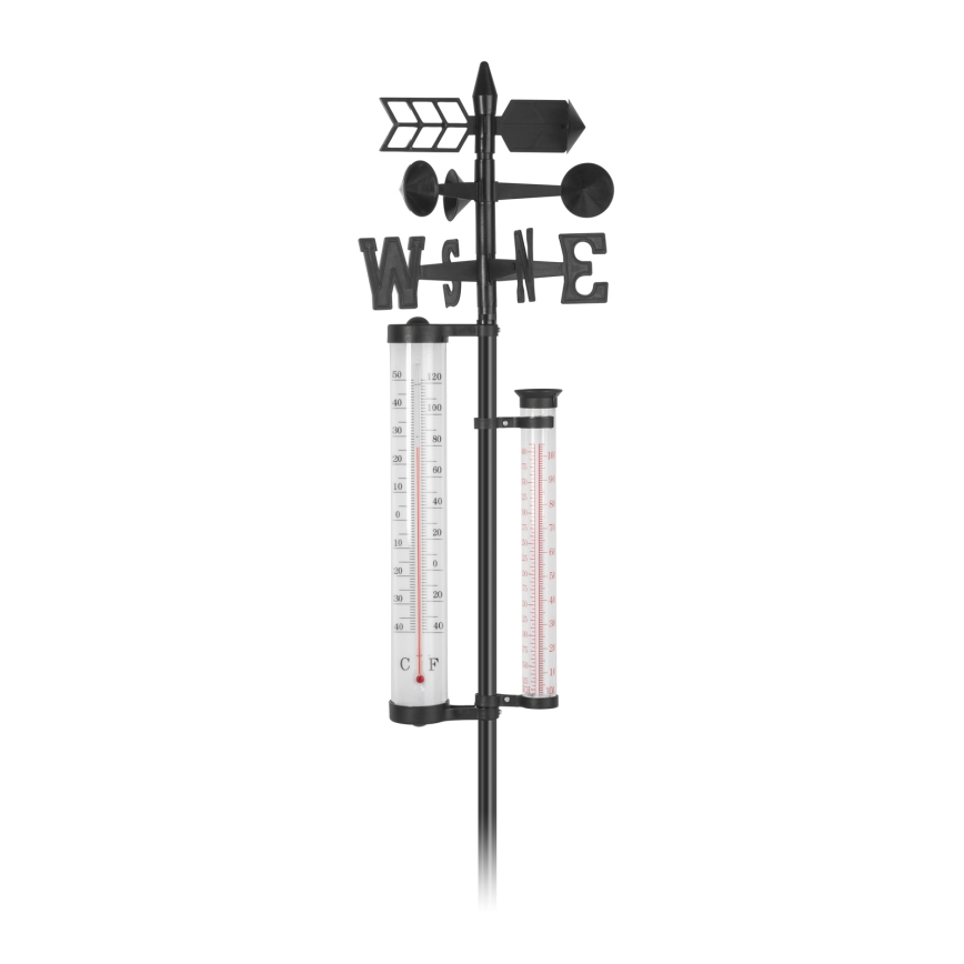 3-in-1 Garden Weather Station, 145 cm, Black
