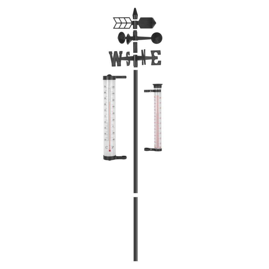 3-in-1 Garden Weather Station, 145 cm, Black
