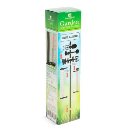 3-in-1 Garden Weather Station, 145 cm, Black