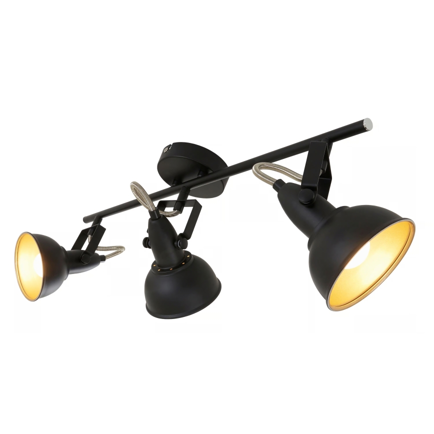 3-Light Spotlight, E14 Sockets, 40W per Bulb, 230V — Black