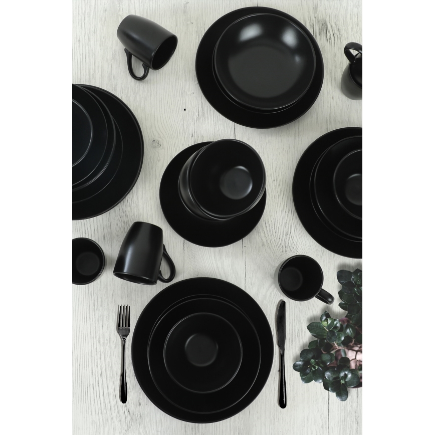 30-Piece Black Ceramic Dinnerware Set