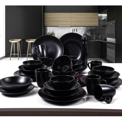 30-Piece Black Ceramic Dinnerware Set
