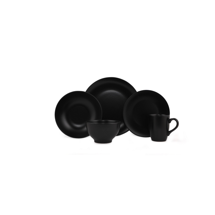30-Piece Black Ceramic Dinnerware Set