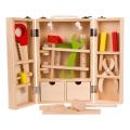 30-piece wooden tool set in a storage case
