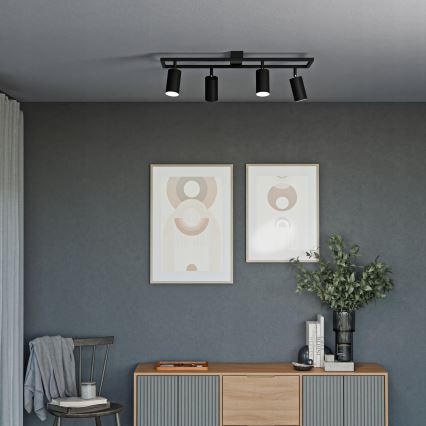 4-Light GU10 Spotlight, 4x30W, 230V, Black