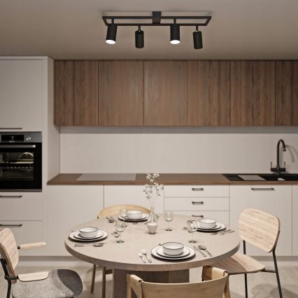 4-Light GU10 Spotlight, 4x30W, 230V, Black