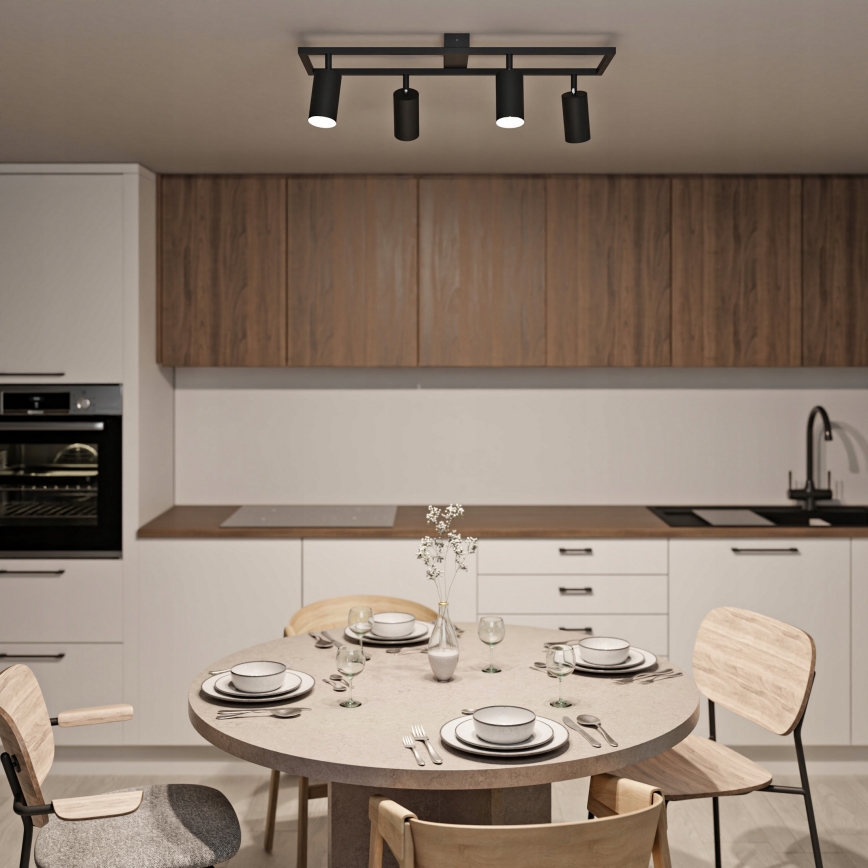 4-Light GU10 Spotlight, 4x30W, 230V, Black