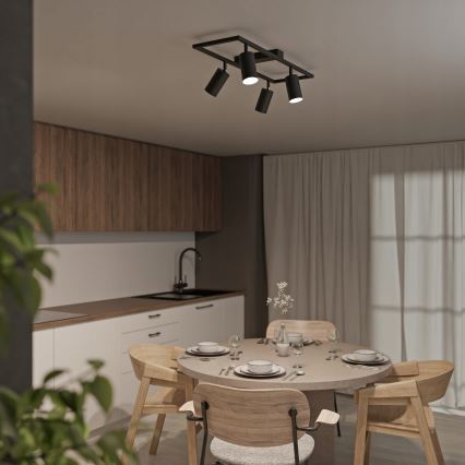 4-Light GU10 Spotlight, 4x30W, 230V, Black