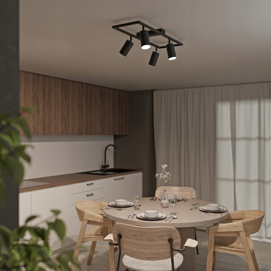 4-Light GU10 Spotlight, 4x30W, 230V, Black