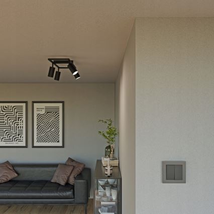 4-Light GU10 Spotlight, 4x30W, 230V, Black