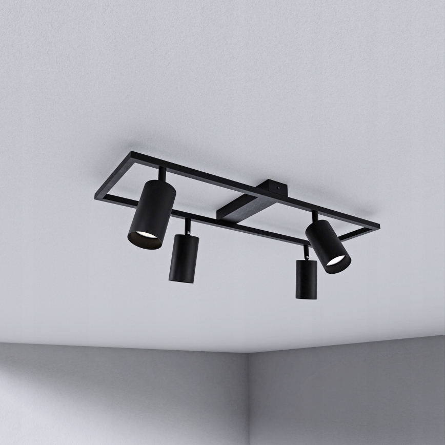 4-Light GU10 Spotlight, 4x30W, 230V, Black