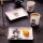 4-piece porcelain dinner set, black/white