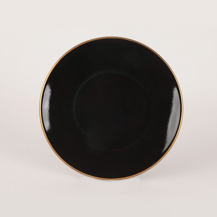 44-piece Black and Gold Stoneware Dinnerware Set