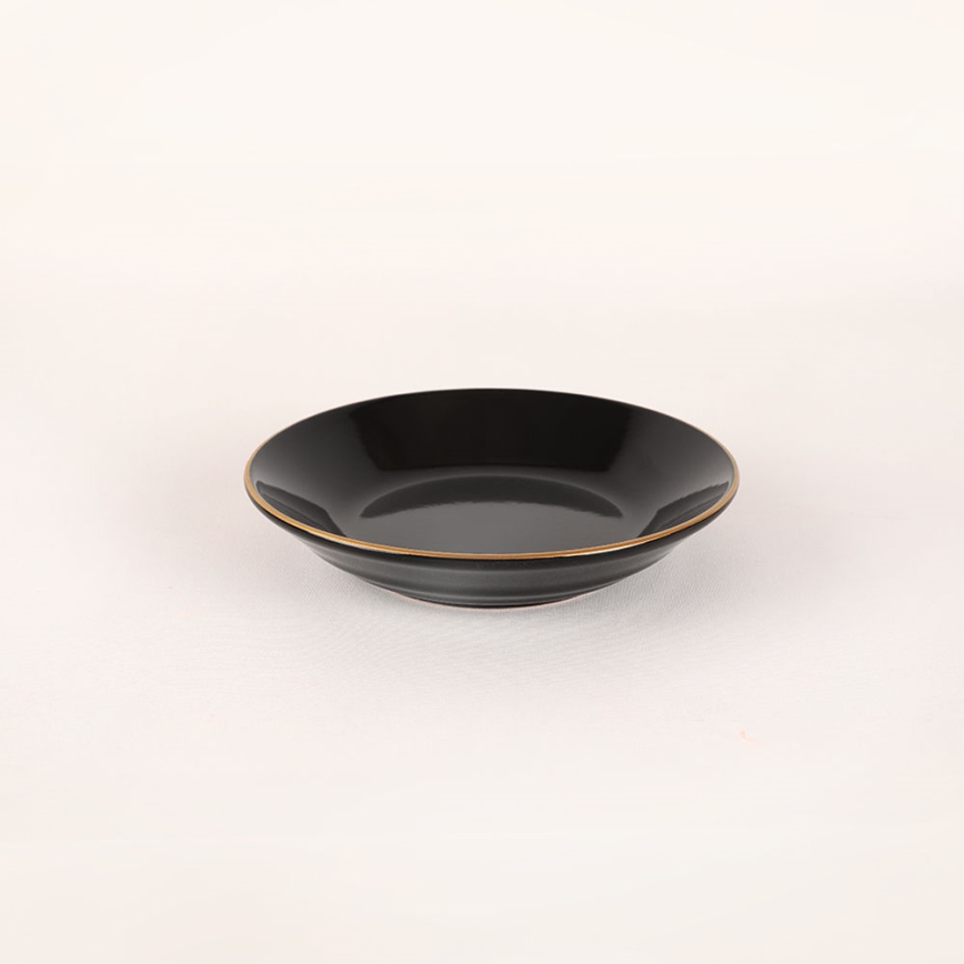 44-piece Black and Gold Stoneware Dinnerware Set