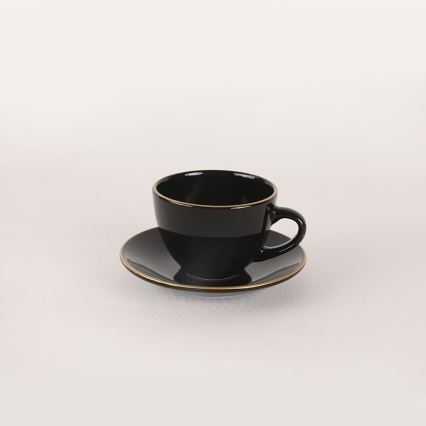 44-piece Black and Gold Stoneware Dinnerware Set