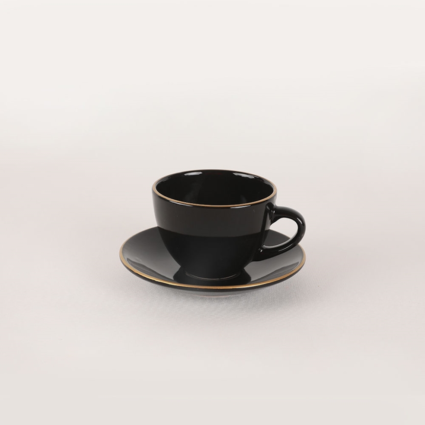 44-piece Black and Gold Stoneware Dinnerware Set
