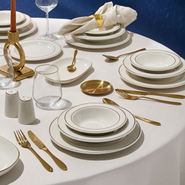 53-piece porcelain dinnerware set – white with gold trim